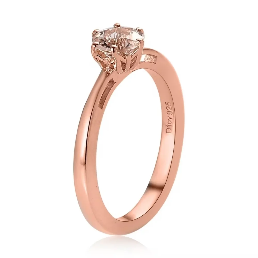 Genuine Morganite Solitaire Ring, Earrings & Necklace Set.